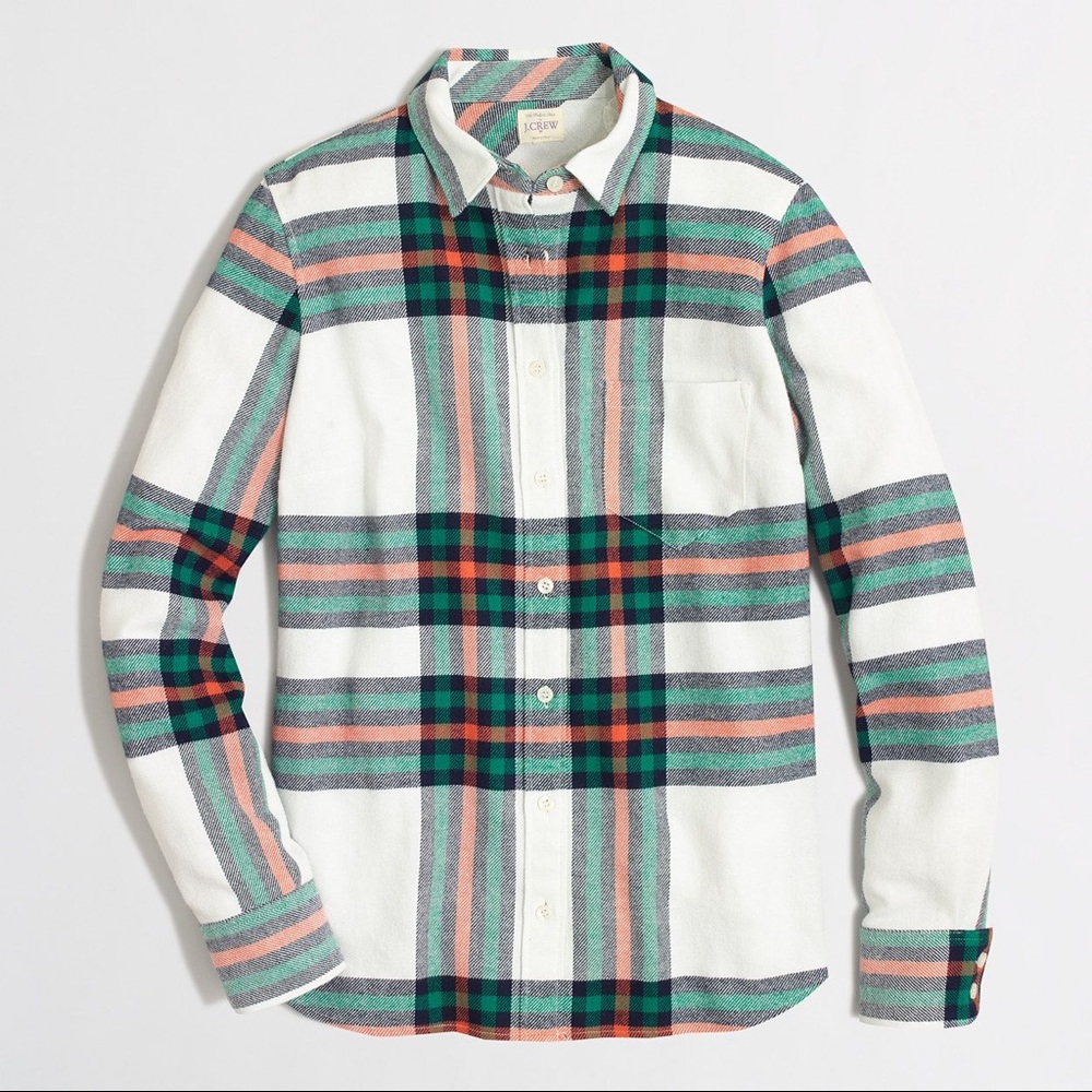 J Crew Factory Boyfriend Flannel Shirt Size L